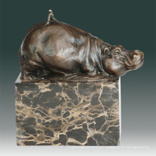 Escultura de bronce de los animales Hippopotamus / decoración del hipopótamo La estatua de cobre amarillo Tpal-270